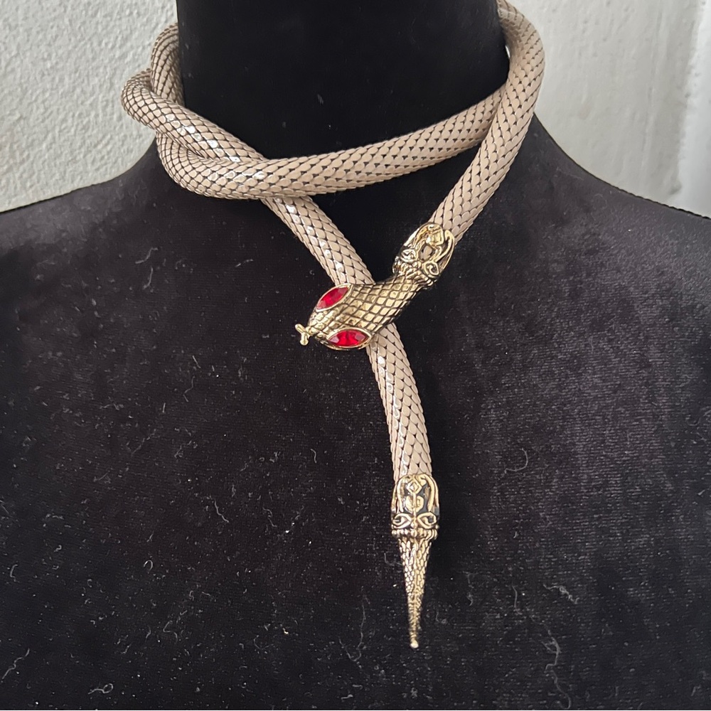Vintage coffee mesh snake belt necklace | NEW in original box from the 70s 80s!